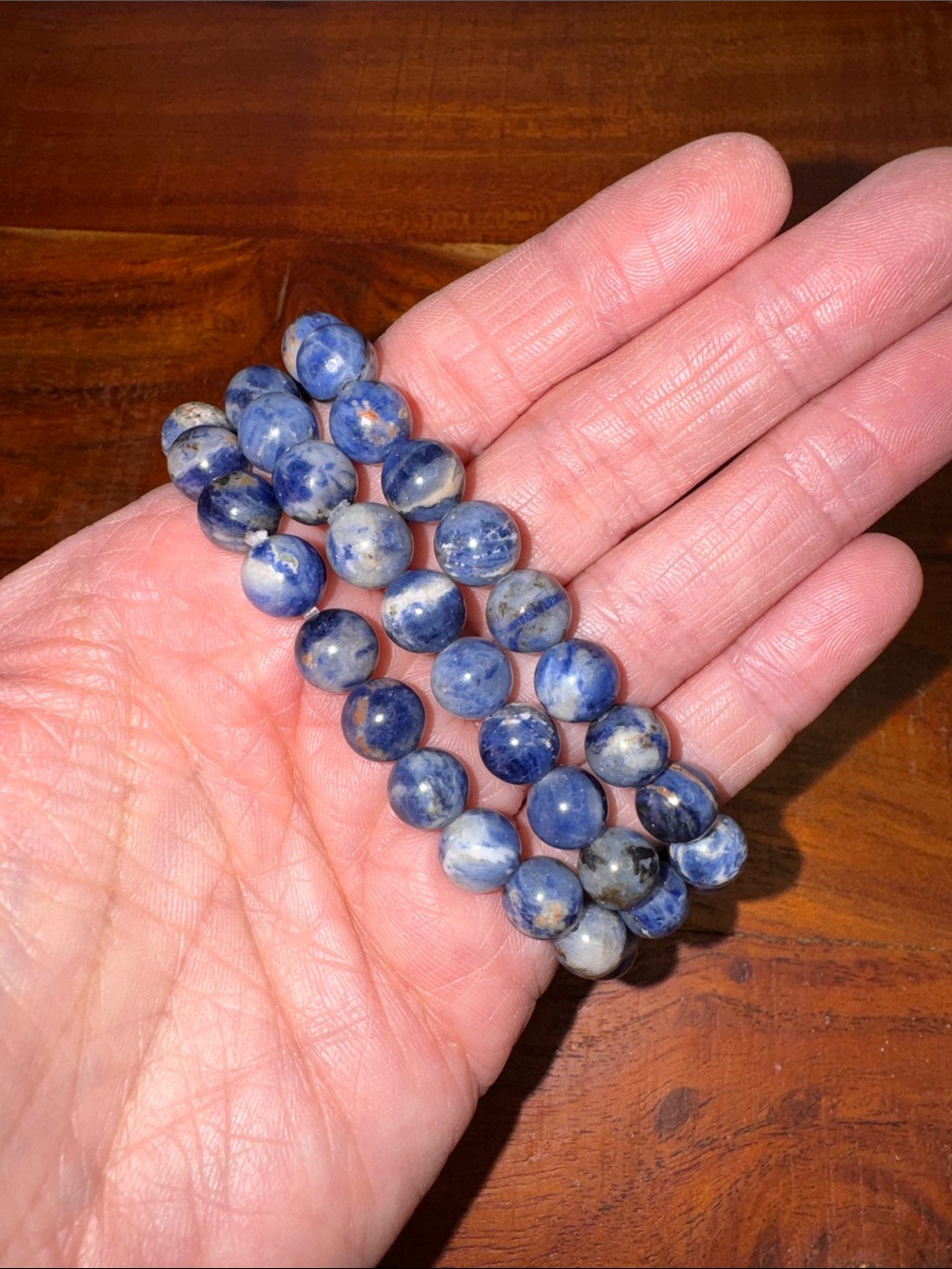 8mm Blue Sodalite Beaded Stretch Bracelet - Natural Gemstone